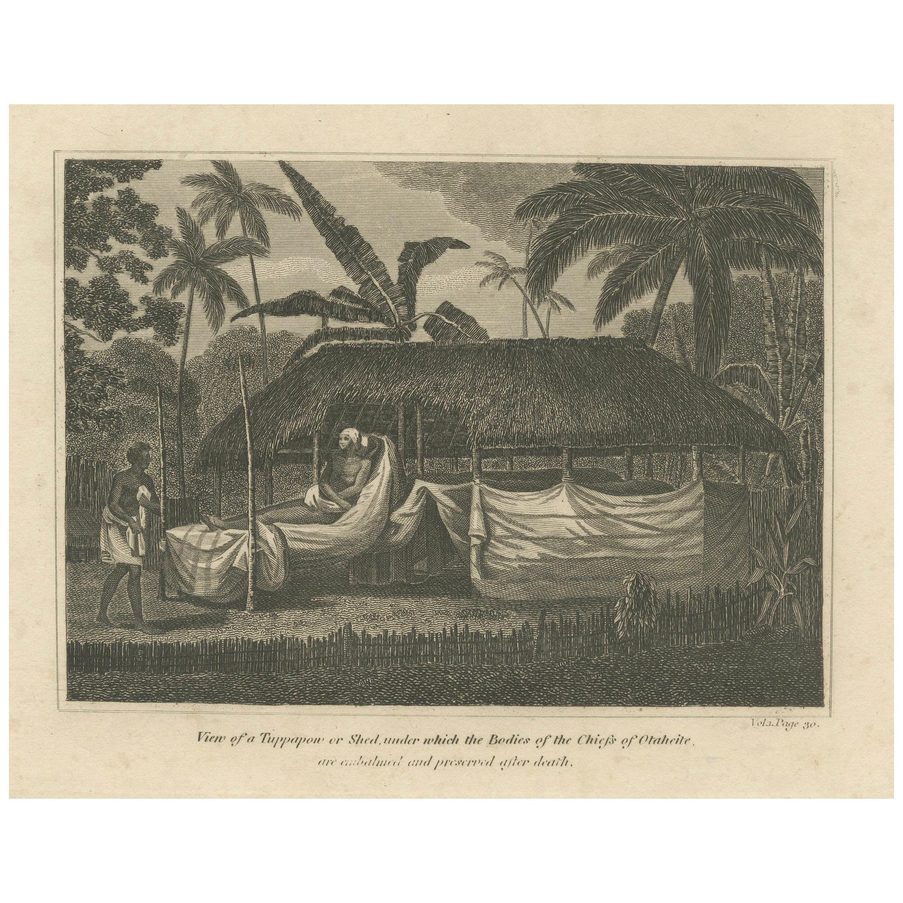 Tee's Eternal Rest: The Embalmed Chief of Otaheite or Tahiti, circa 1800 For Sale