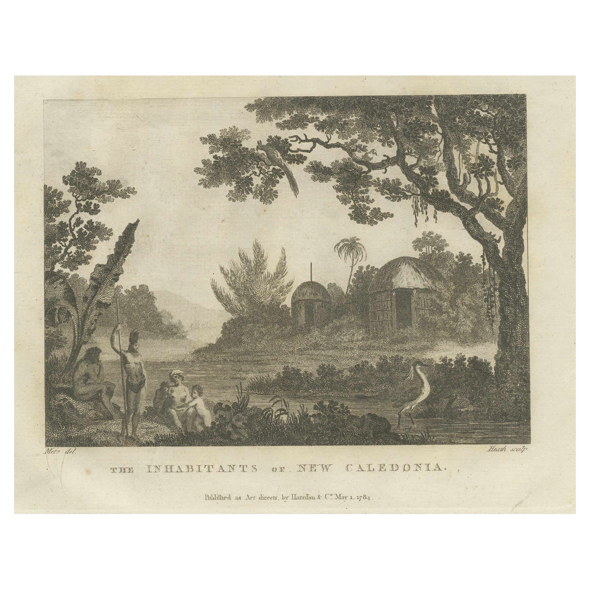 Serene Daily Life in New Caledonia: A Captured Moment from Cook's Voyages, 1784 For Sale