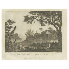 Antique Serene Daily Life in New Caledonia: A Captured Moment from Cook's Voyages, 1784