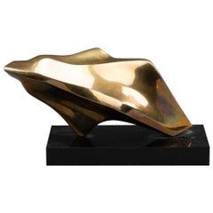 Zaven Hadichian (Lebannon) : "Abstraction", Gilted bronze sculpture, 1977