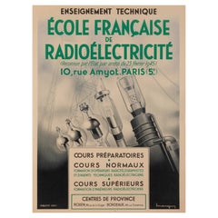 Affiche vintage d'origine de Marguy, école française de radioélectricité, ingénieurs, 1950