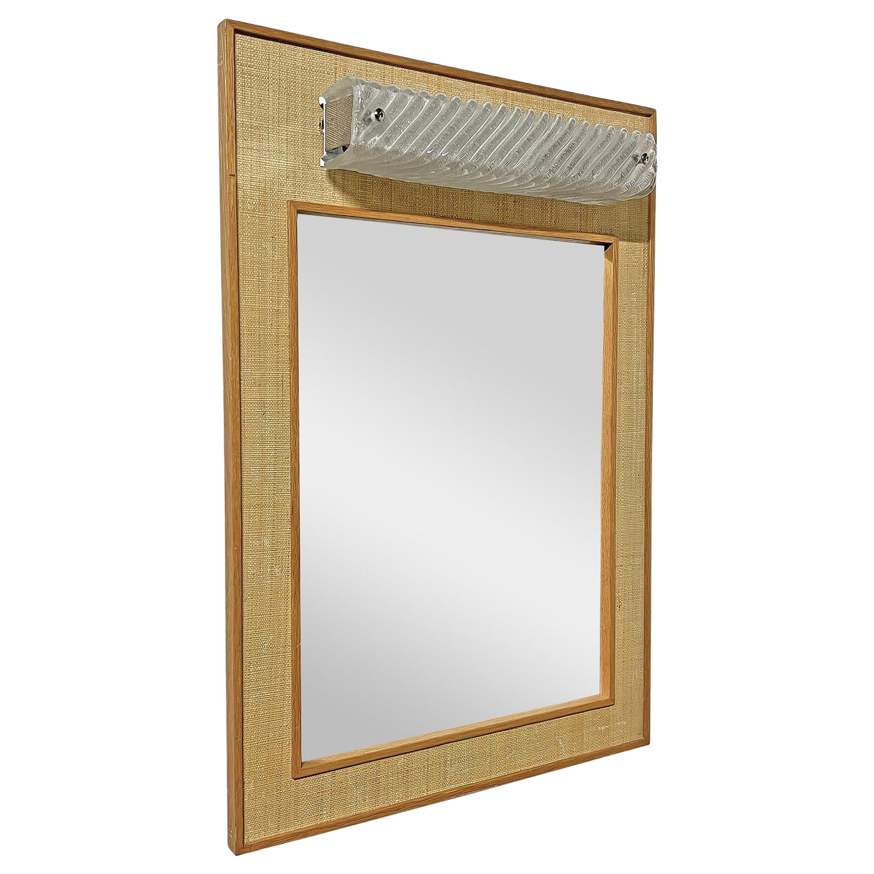 Scandinavian Modern Wall Mirror With Lighting, Fröseke AB Nybrofabriken, 1950's For Sale