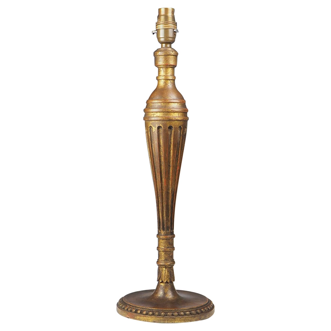 Lampe de table en bois doré polychrome sculpté du XIXe siècle