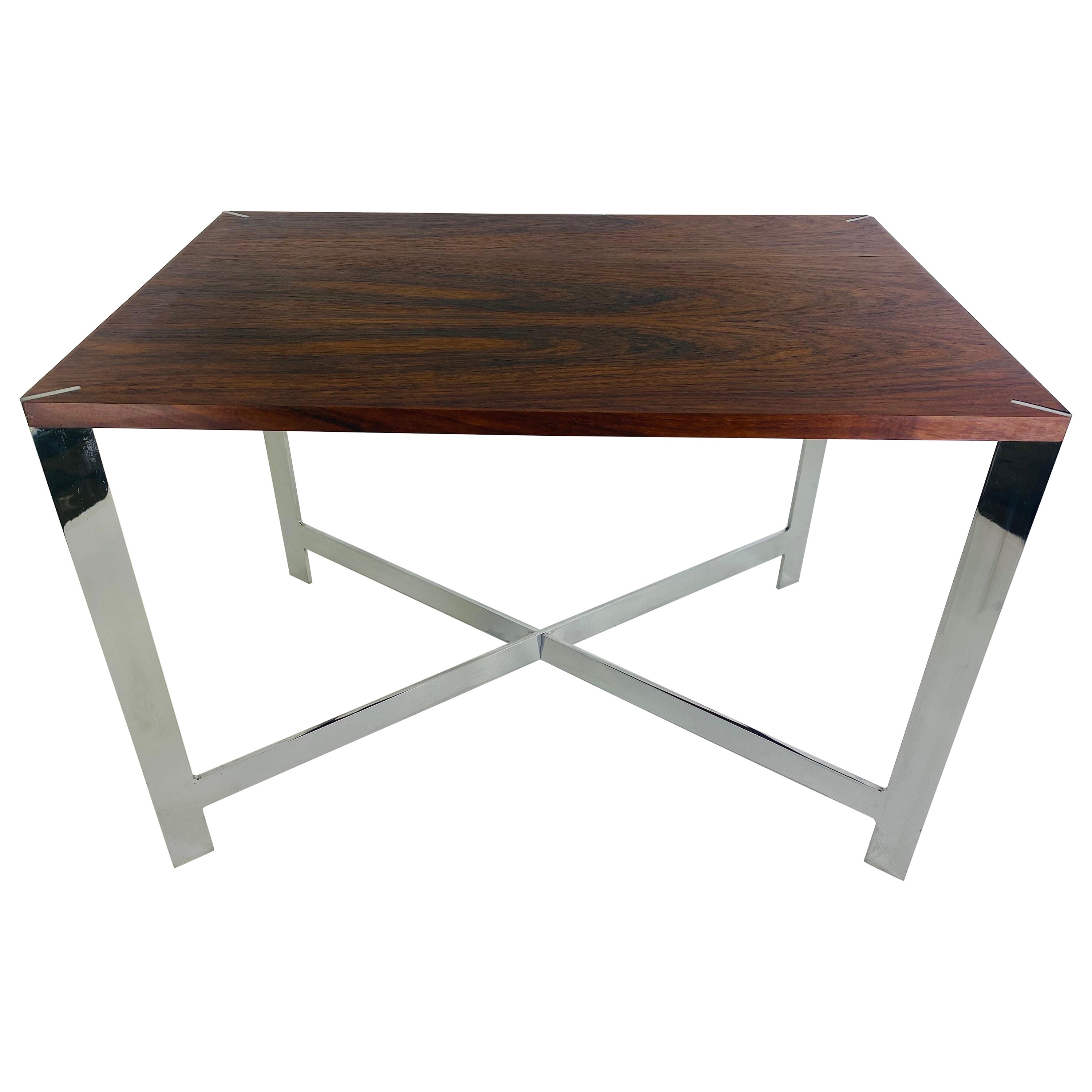 Milo Baughman for Lane furniture, Rosewood and chrome side table For Sale