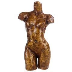 Mid century Academy style sculpture female nude study in terra-cotta