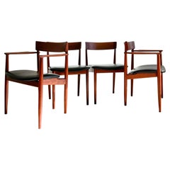 Set of 4 Mid-Century Modern Danish Teak Dining Chairs by Henry Rosengren Hansen 