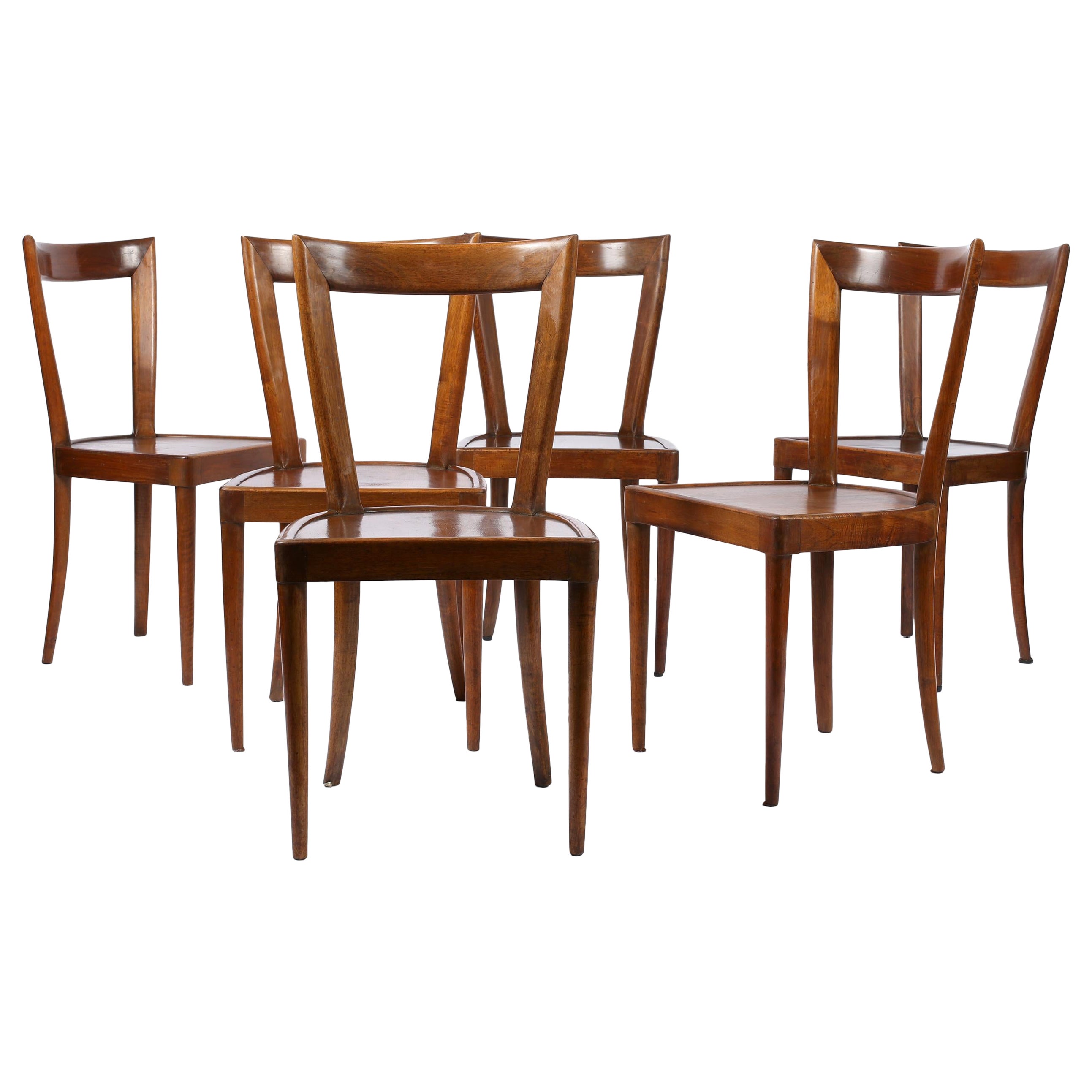 Italian 1940s Walnut Dining Chairs Mobili Cantù Gio Ponti Paolo Buffa