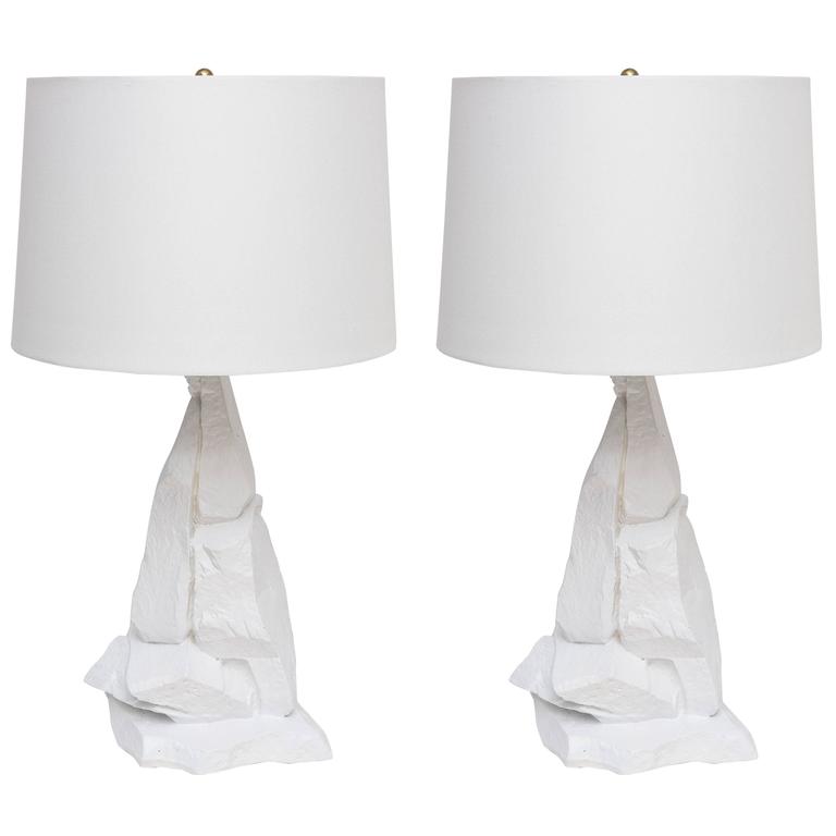 Pair of Plaster Rock Lamps by Sirmos at 1stDibs