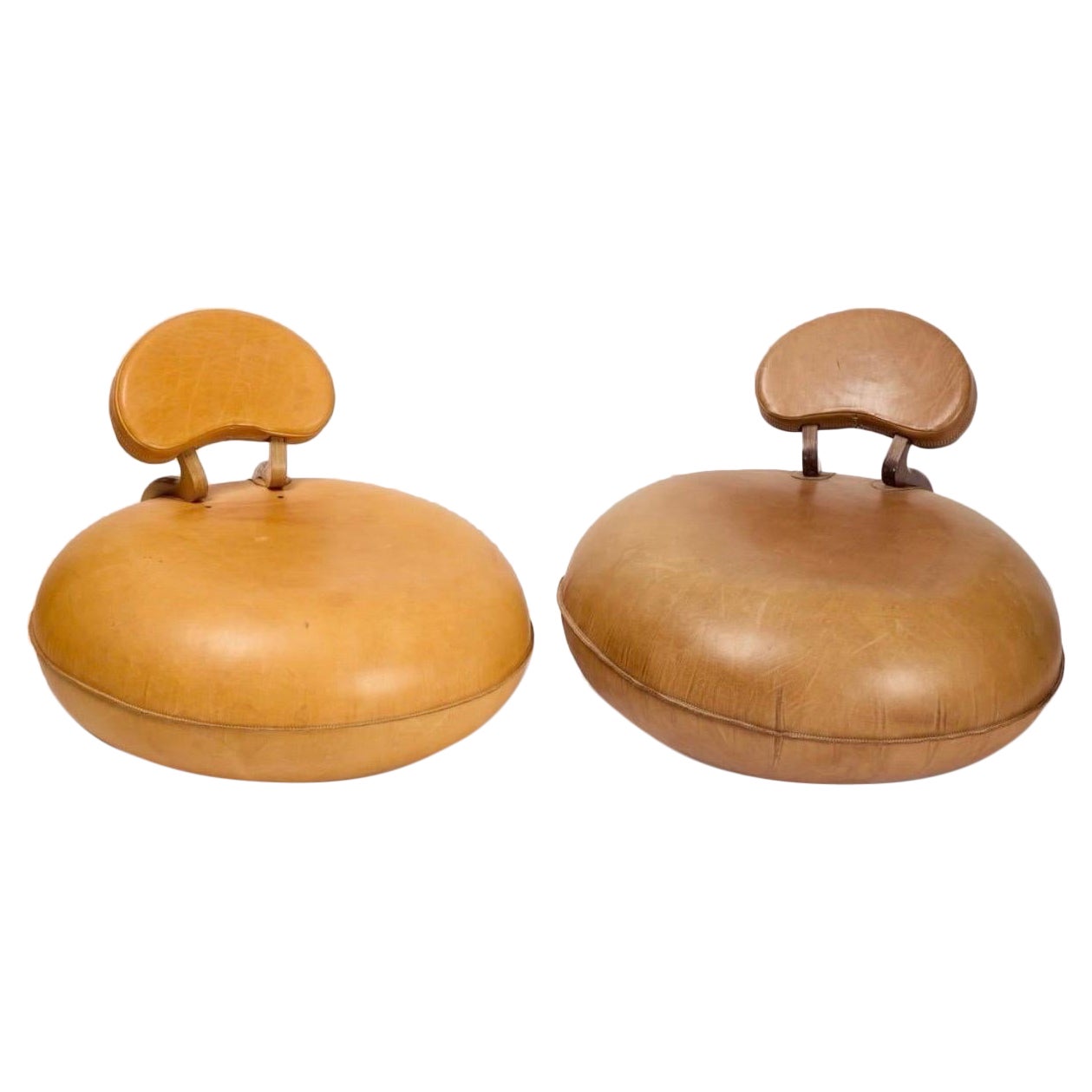 Pair of 1970's Leather Inflatable Chairs "Bake Bean" For Sale