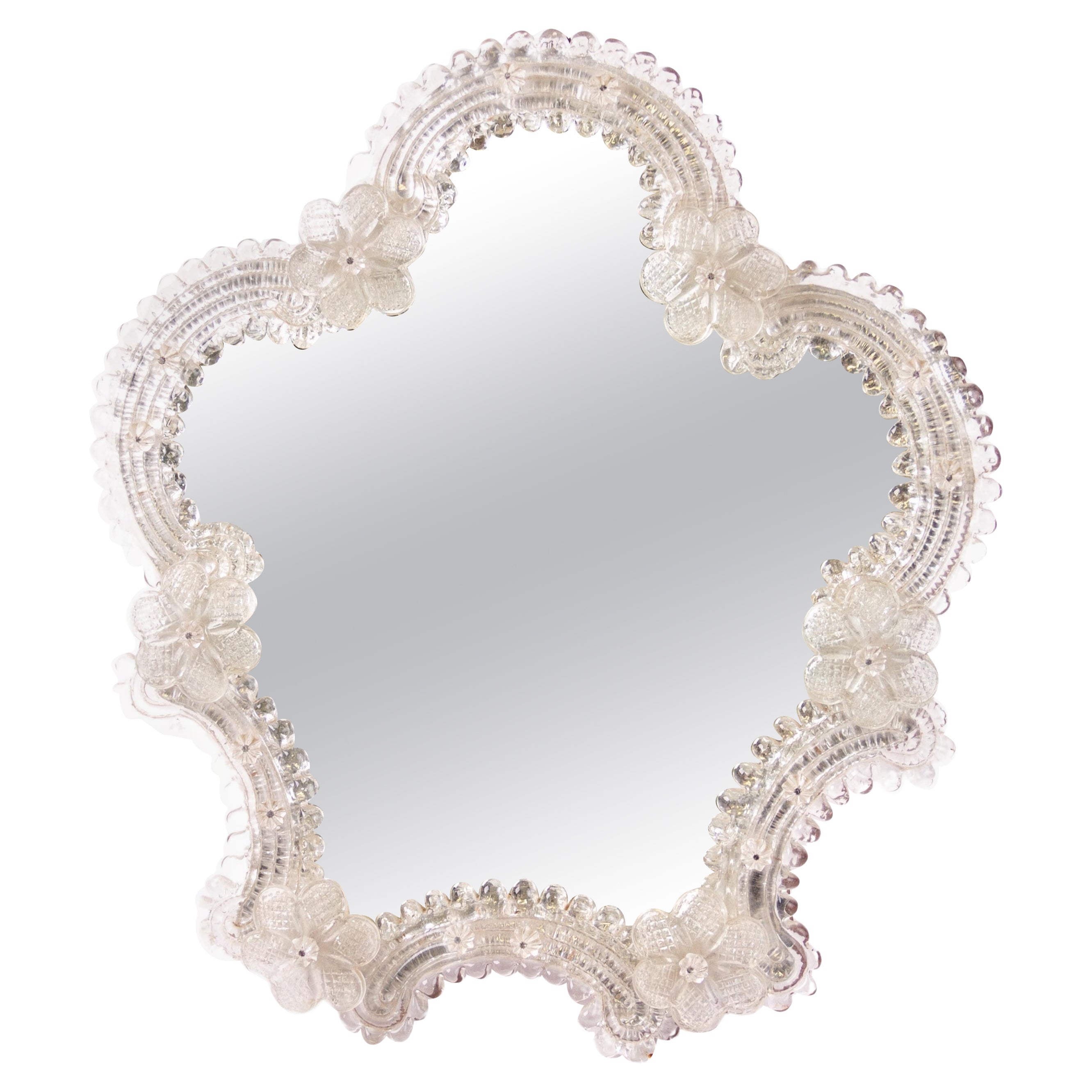 Murano Italian Venetian Floral Glass Louis XV Style Table Mirror 