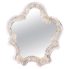 Specchio da tavolo in vetro floreale italiano di Murano in stile Luigi XV