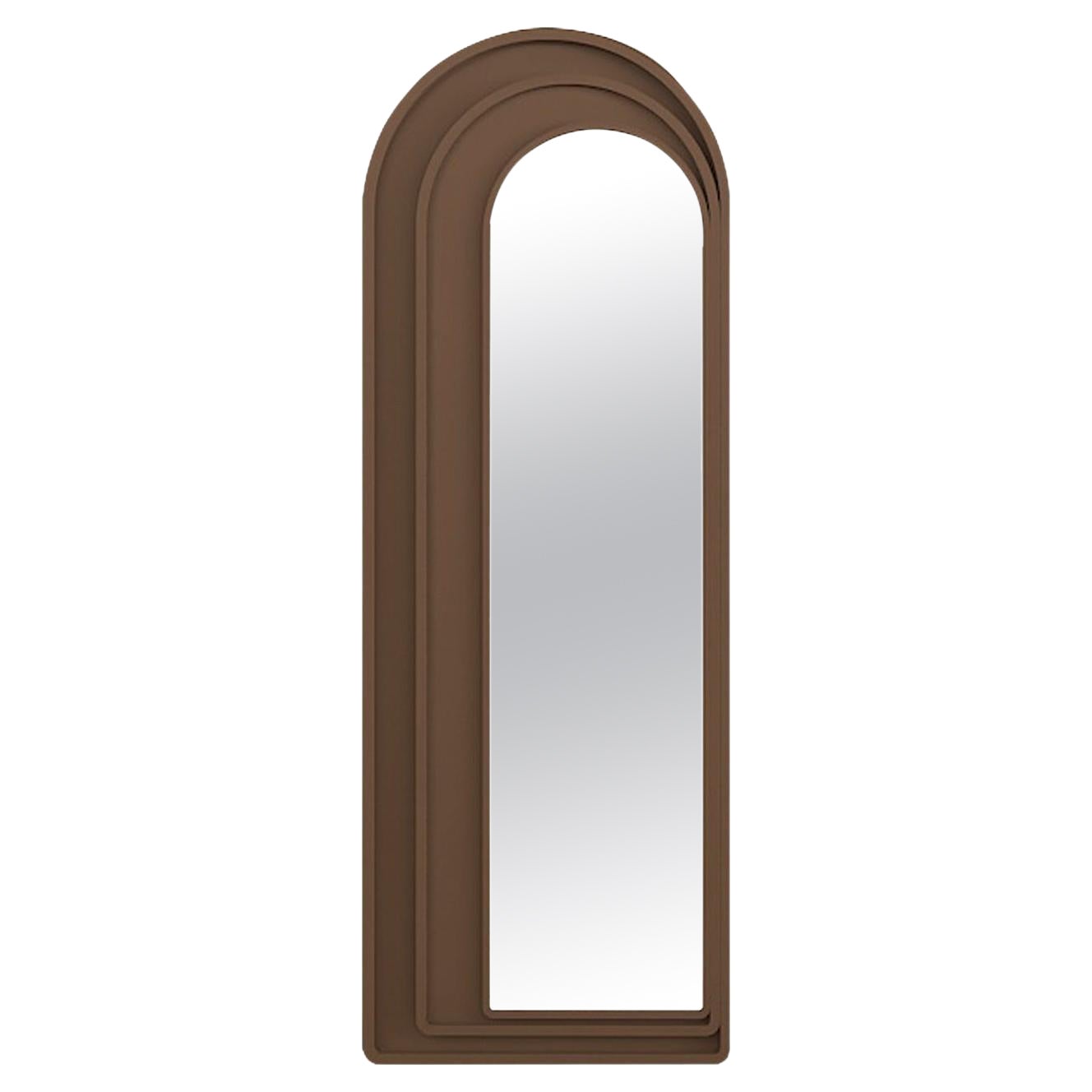 Pastel Brown Modernist Lacquered Mirror For Sale