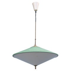 Lampadario di design italiano di metà secolo Greene & Greene parti in ottone 1950 UFO