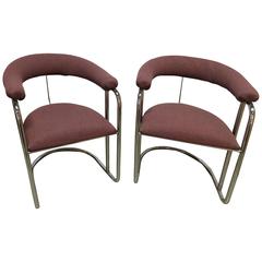 Mid-Century Modern Curvilinear Chrome Occasional Chairs