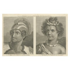 Antique Portraits of Nobility from the Sandwich Islands (Hawaii), Published circa 1790