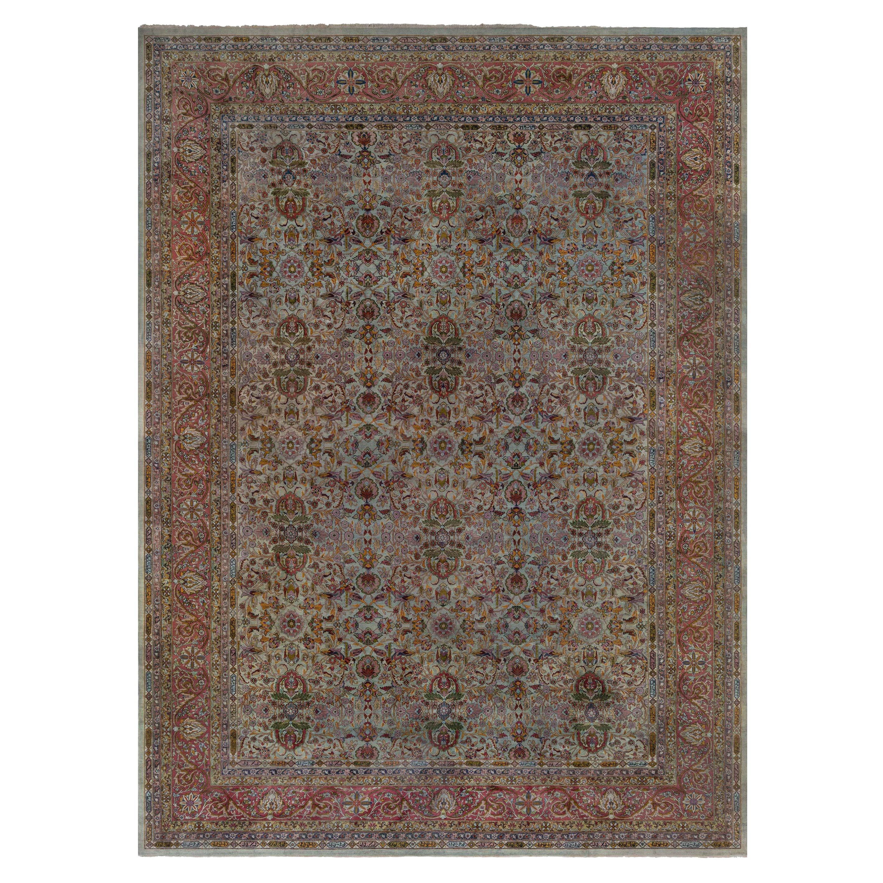 Antique Indian Handmade Wool Rug For Sale