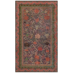 Vintage Chinese Botanic Silk Carpet