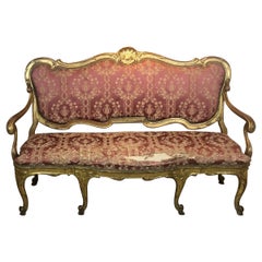 Three-seater canapé finely inlaid in gilded wood 18th century