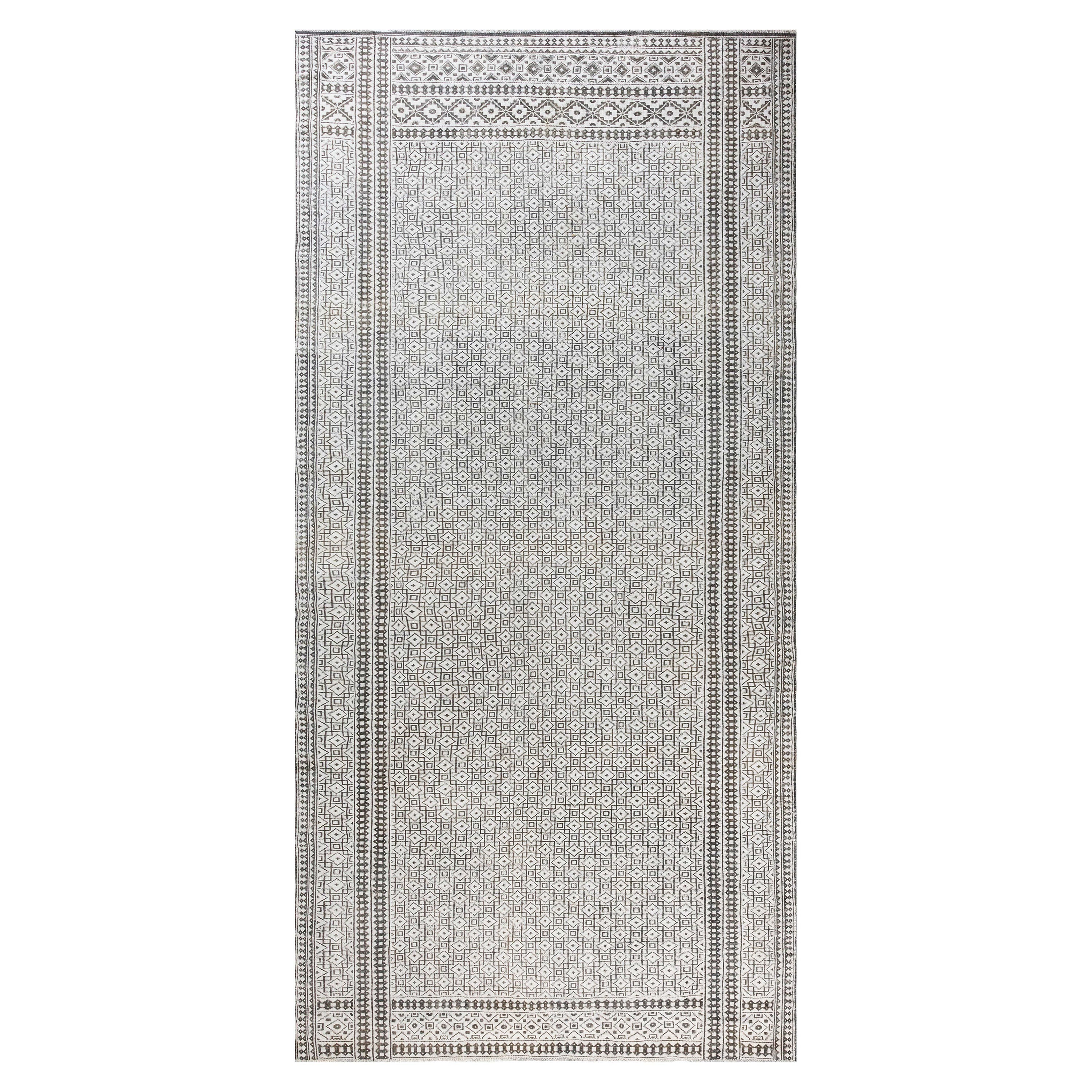 Antique Indian Agra Geometric Double Sided Rug For Sale