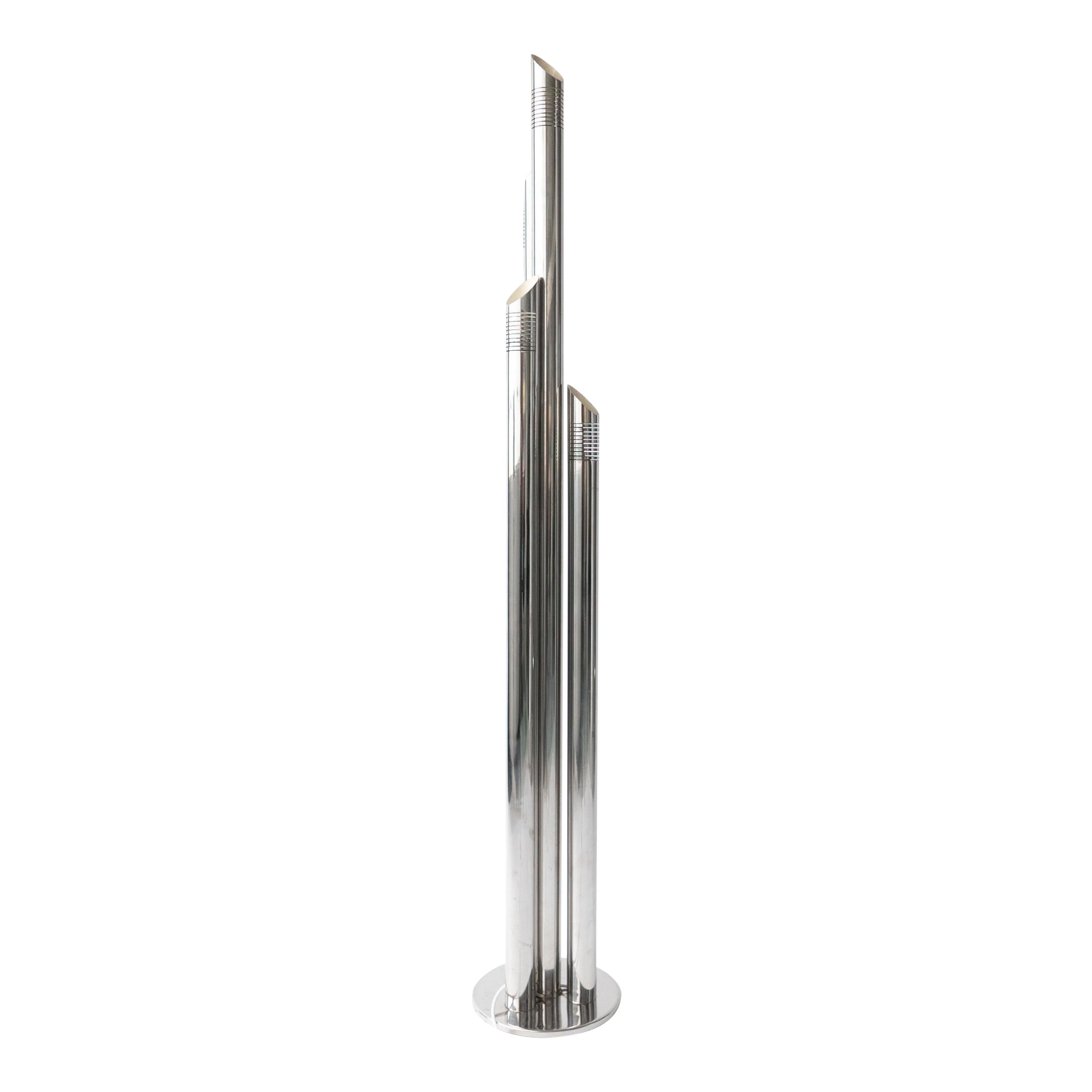 Sculptural Chromed Floor Lamp by Goffredo Reggiani, Italian Collectible Design