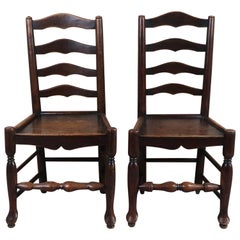 Near Pair of Antique Welsh Country Ladder back Chairs. C.1800