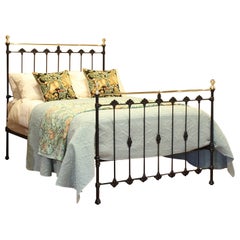 Double Antique Cast Iron and Brass Bed in Black, MD150