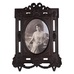 Cadre photo ancien Gutta-Percha, France, années 1880, 10 x 13 cm