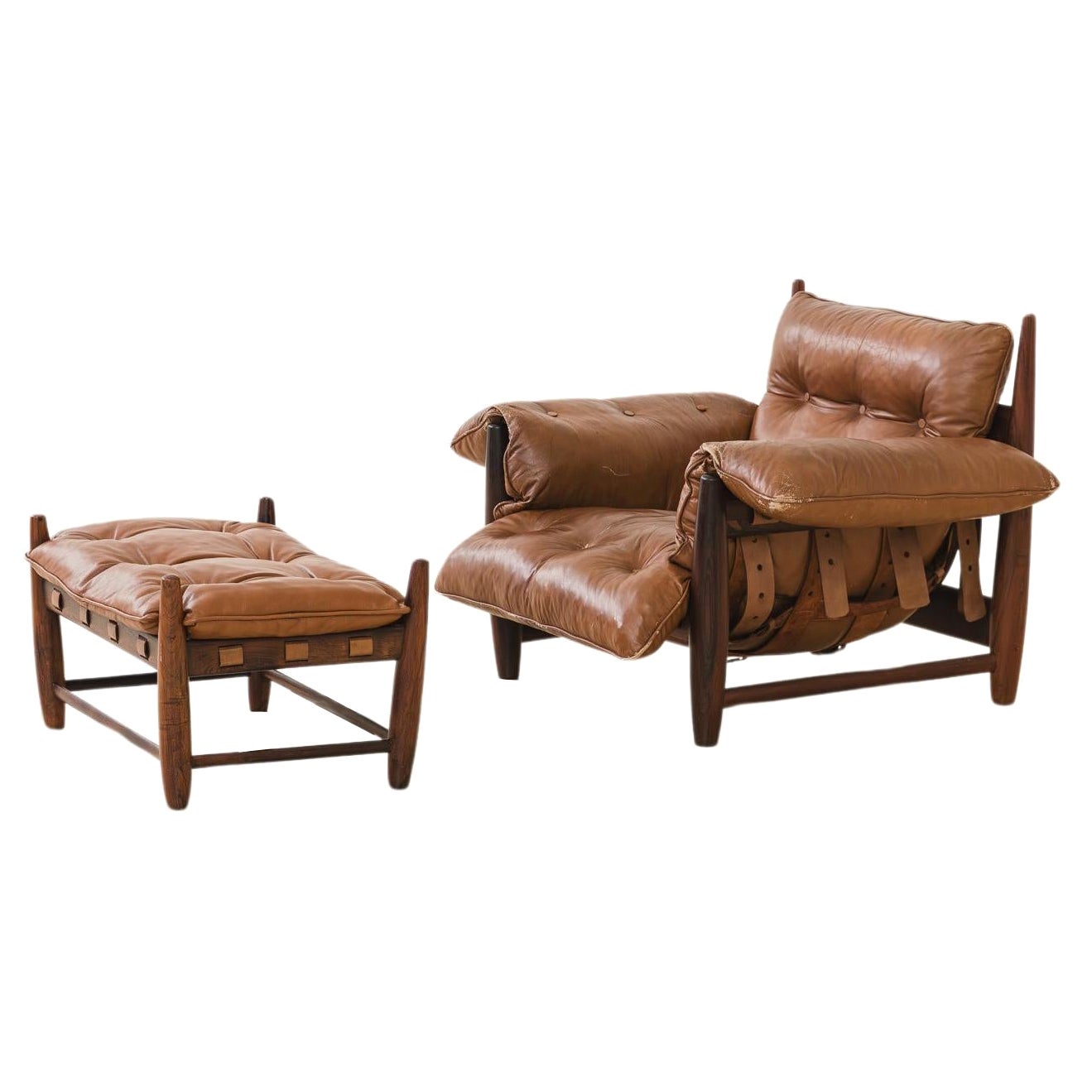 Vintage-Sessel „Mole“ aus Rosenholz mit Ottomane aus Rosenholz von Sergio Rodrigues, 1957, Brasilien