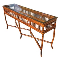 Vintage Coastal Bamboo Console Table