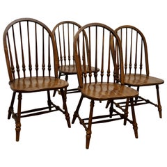 A Set of 4 Large Elm Windsor Country Dining Chairs    