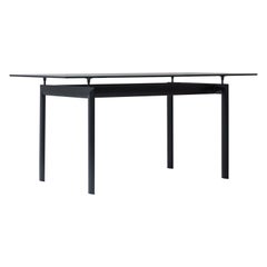Rectangular glass dining table from the 1980s.