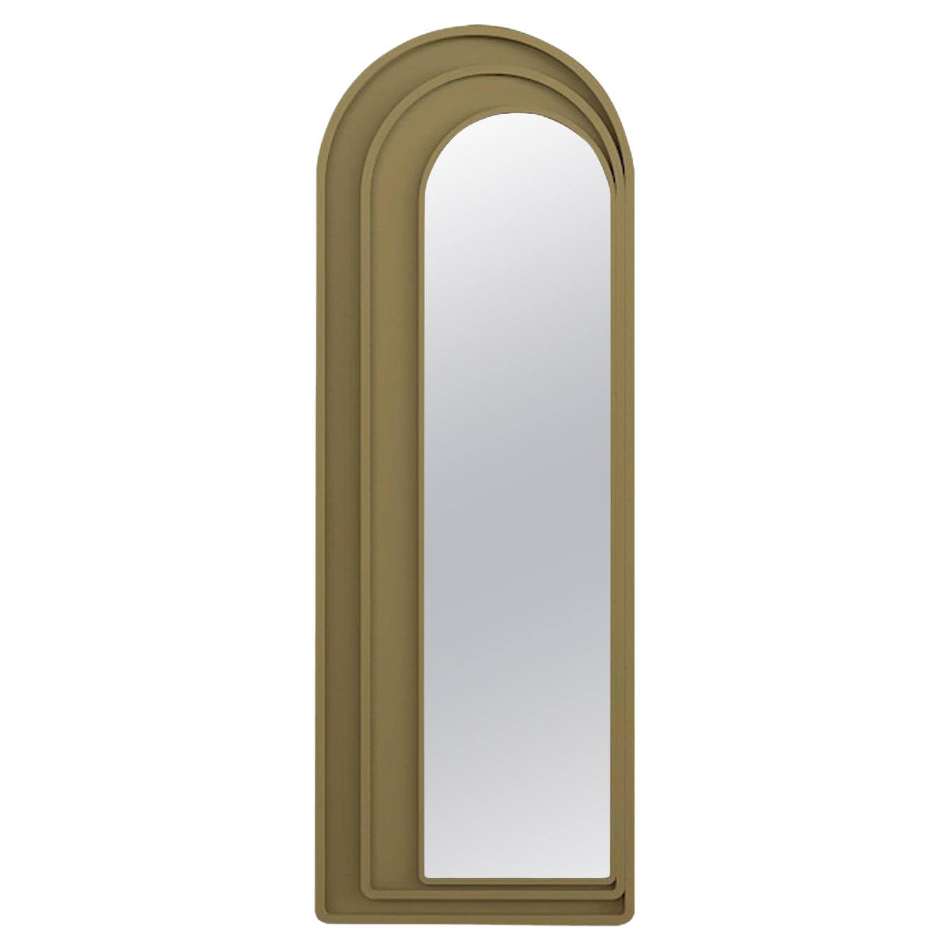 Olive Yellow Modernist Andalusian Style Lacquered Mirror For Sale