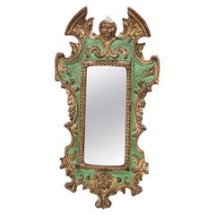 Retro 20th Century Gothic Style Carved Wood Wall Mirror