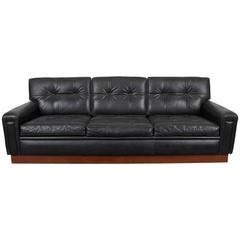 Mid-Century Modern Black Leather Sofa by Arne Norell