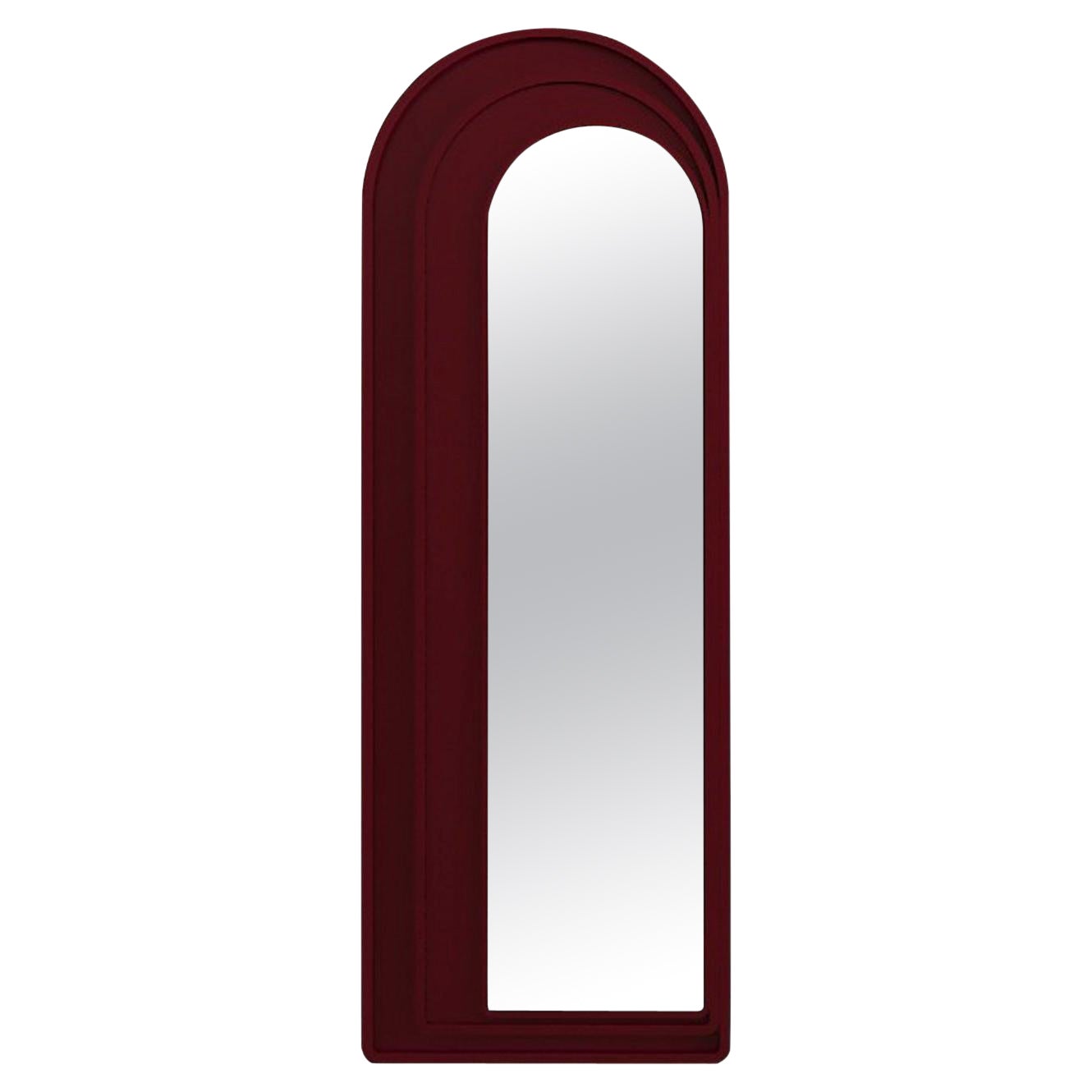 Wine Red Modernist Andalusian Style Lacquered Mirror For Sale