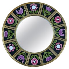 " Fleurs " ceramic mirror, Mithé Espelt 