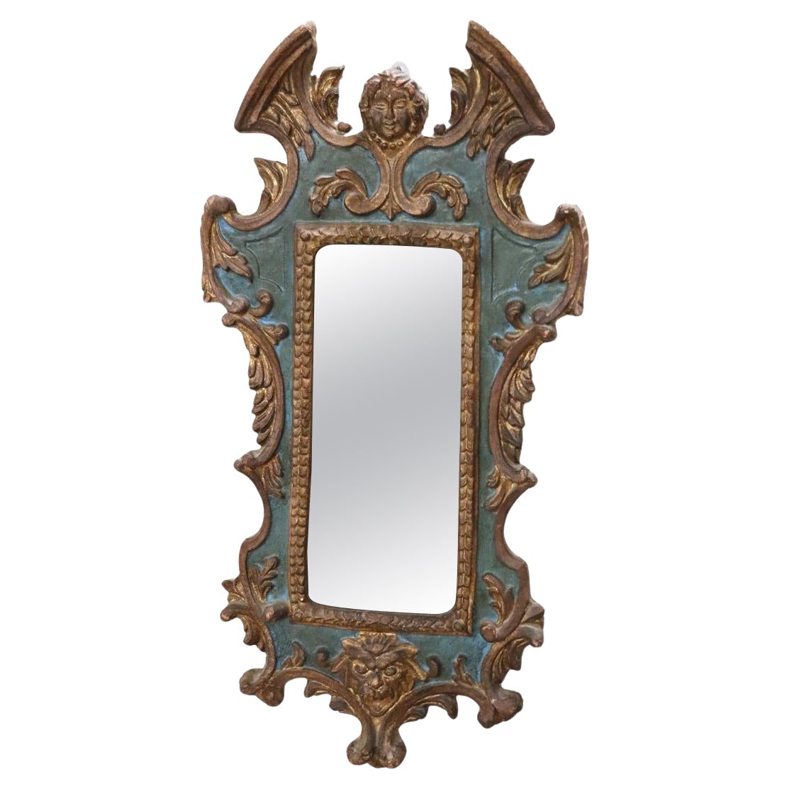 20th Century Gothic Style Carved Wood Wall Mirror For Sale
