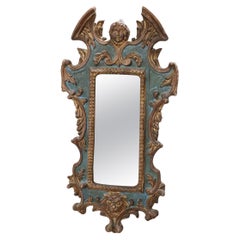 Retro 20th Century Gothic Style Carved Wood Wall Mirror