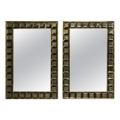 Contemporary, Wall Mirrors, Bronze Faceted Square Murano Glass, Italy, 2023