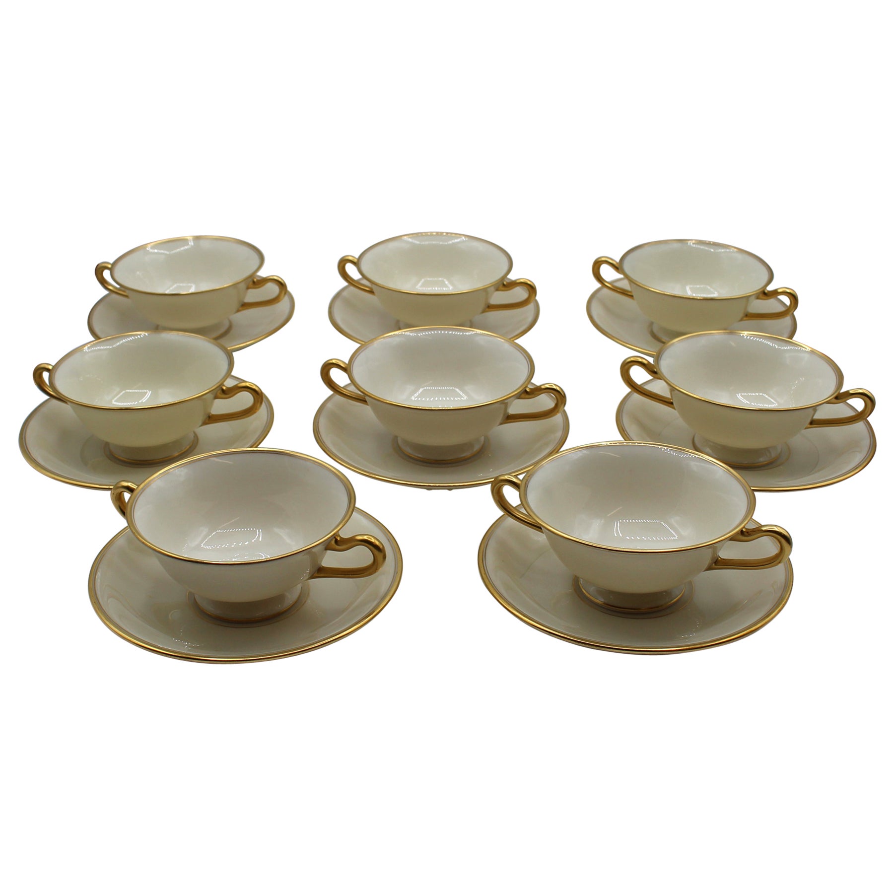 Set of 8 Early 20th Century Tiffany & Co Boullion Cups And Saucers