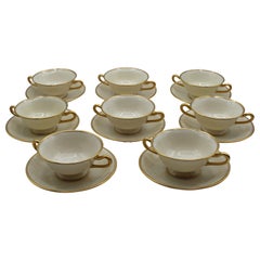 Antique Set of 8 Early 20th Century Tiffany & Co Boullion Cups And Saucers