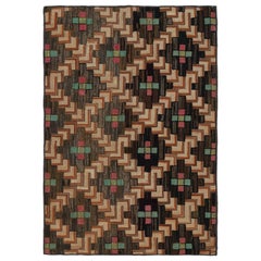 Antique Hooked Rug with Polychromatic Geometric Patterns, from Rug & Kilim