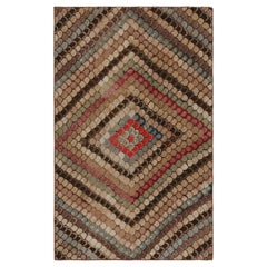 Antique Hooked Rug with Polychromatic Chevron Patterns, from Rug & Kilim