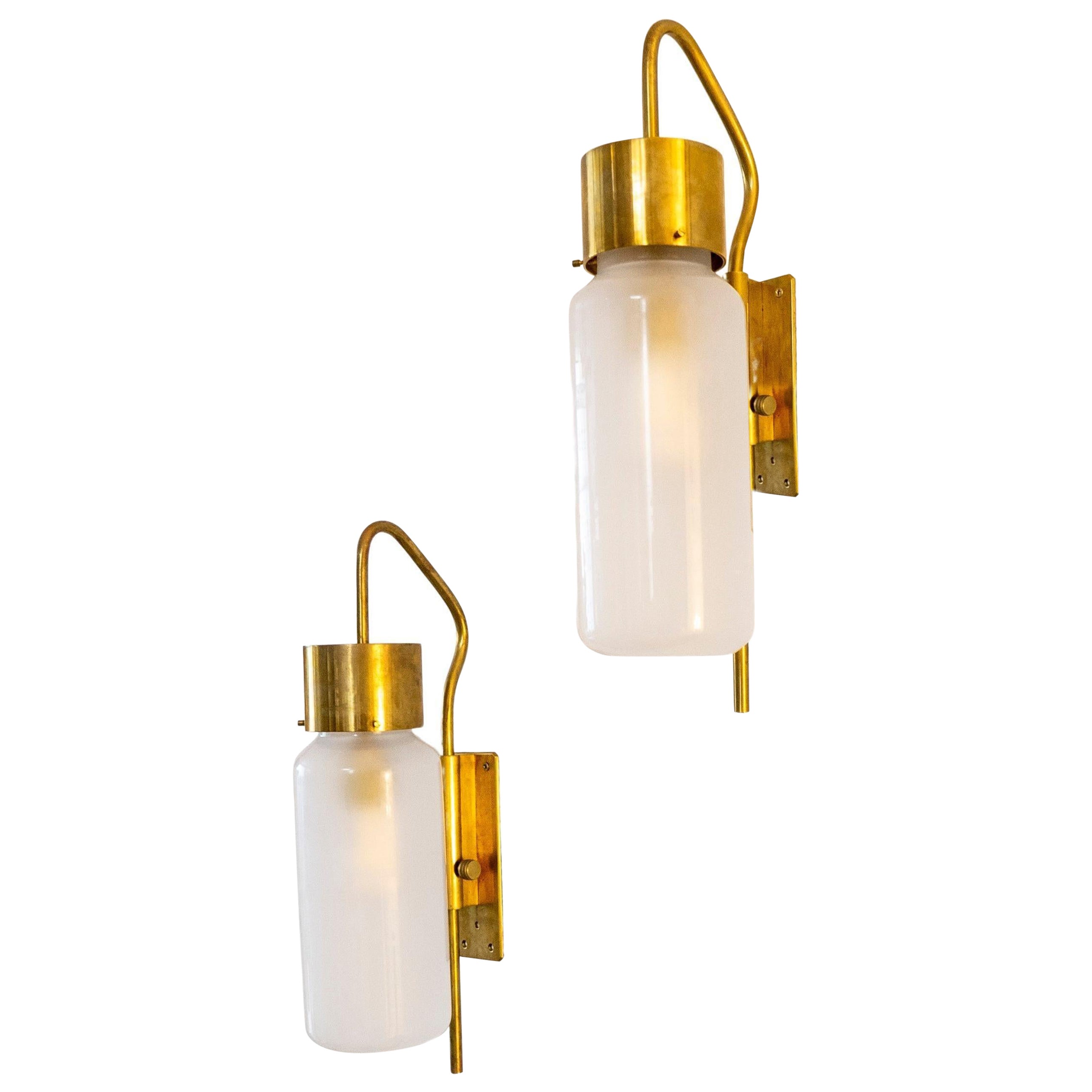 Pair of Vintage LP10 "Bidoni" Wall Lamps by Luigi Caccia Dominioni for Azucena For Sale