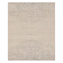 Rug & Kilim’s Modern Abstract Rug in Beige with Blue Dot Patterns 