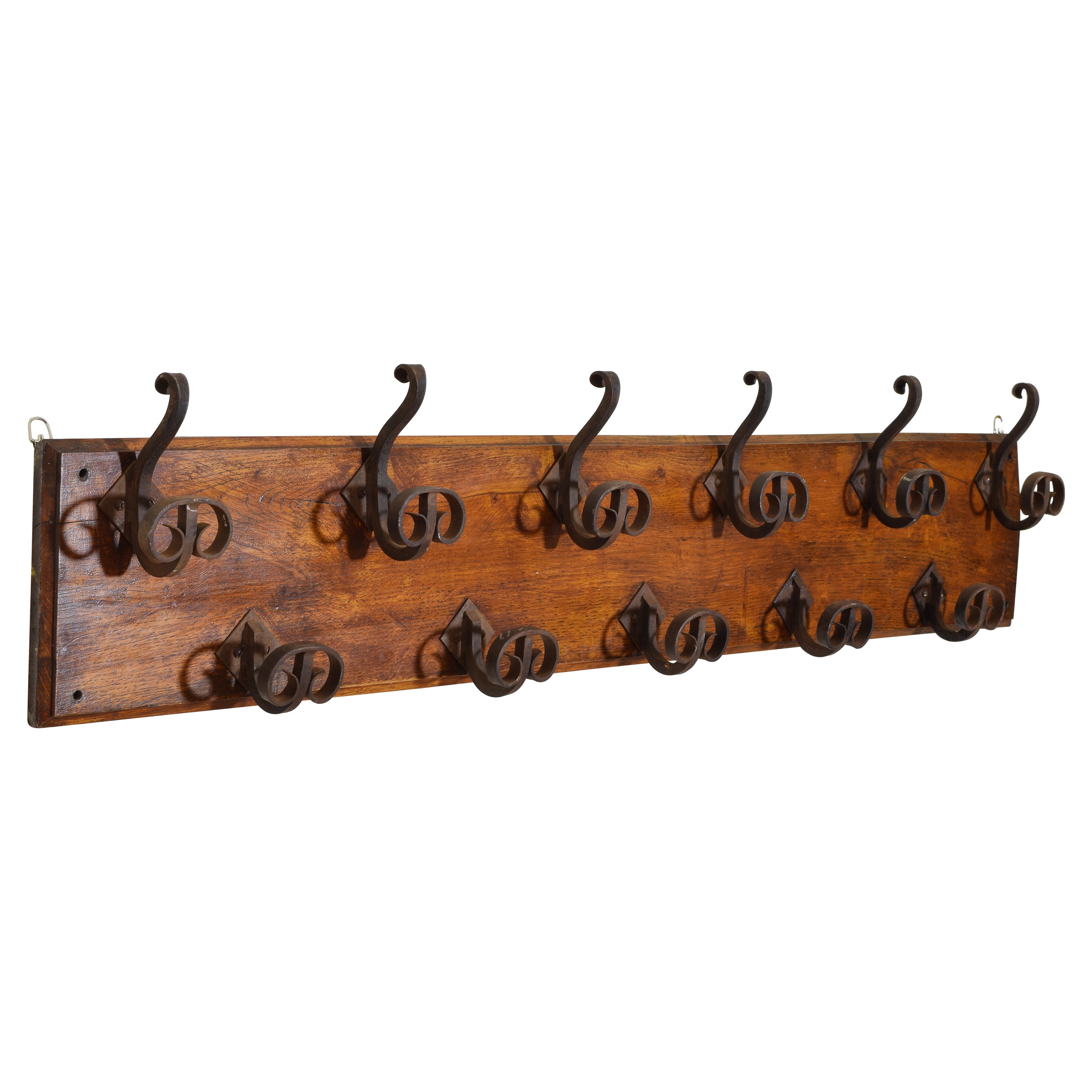 French Baroque Style Wooden and Wrought Iron Coat and Hat Rack, early 20th cen. For Sale