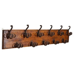 Antique French Baroque Style Wooden and Wrought Iron Coat and Hat Rack, early 20th cen.