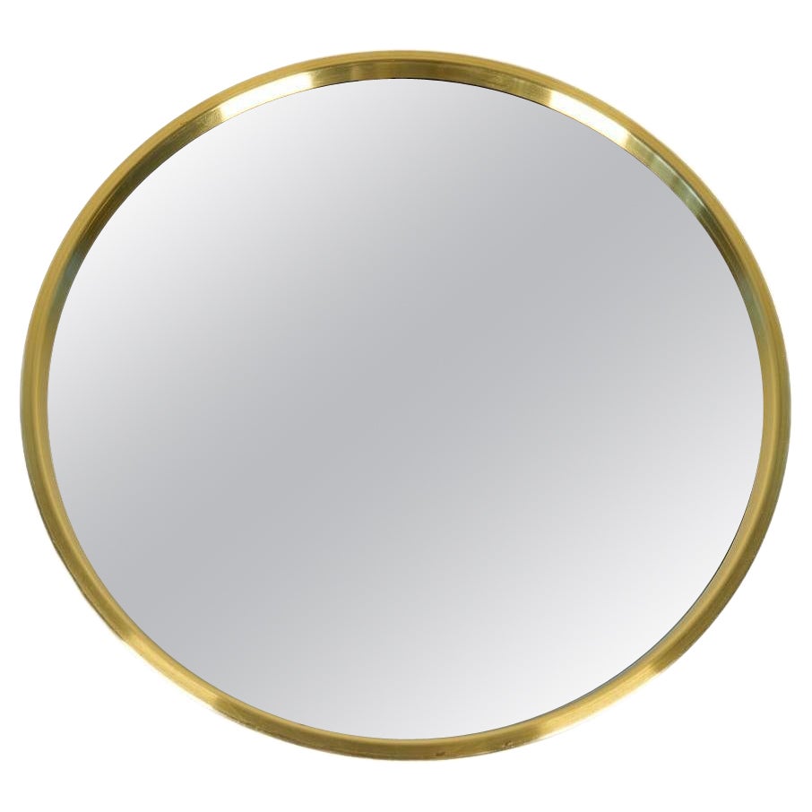 Midcentury Modern Brass Mirror by Glasmäster in Markaryd, Sweden, 1960s For Sale