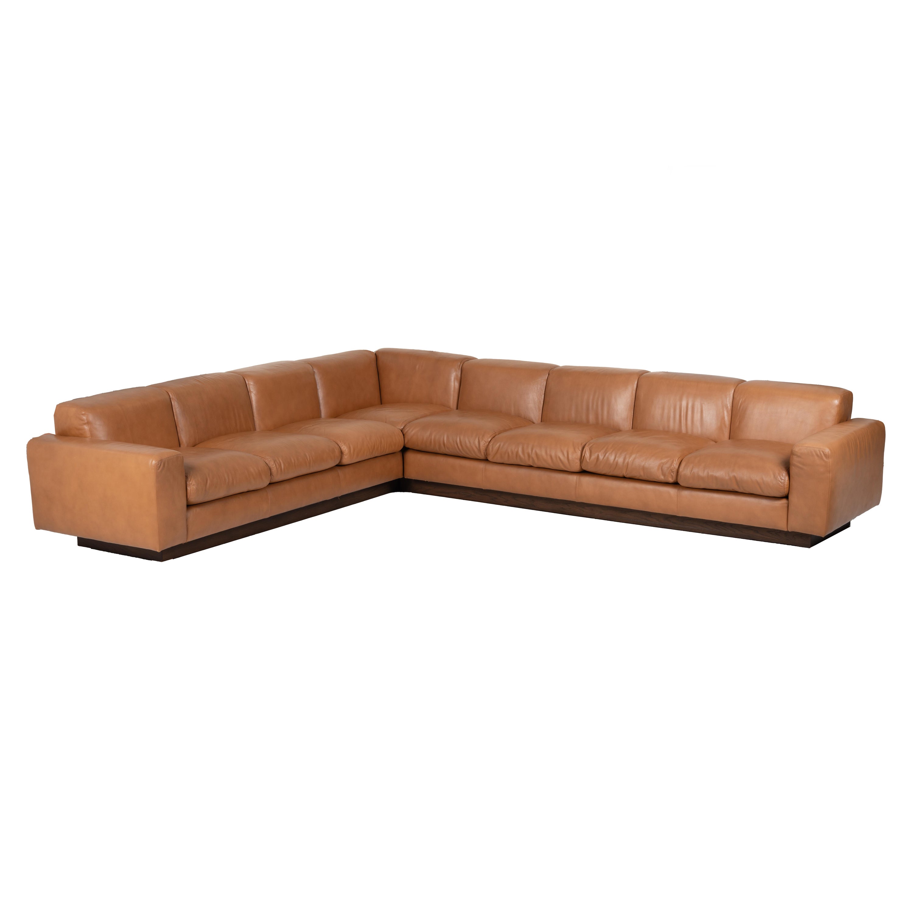 1970's Custom Leather Sectional Sofa For Sale