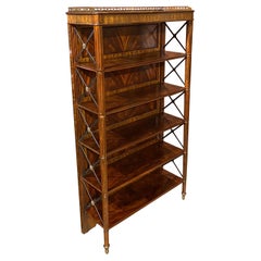 Used Maitland Smith Flame Mahogany Étagère or Bookshelf with Brass Gallery